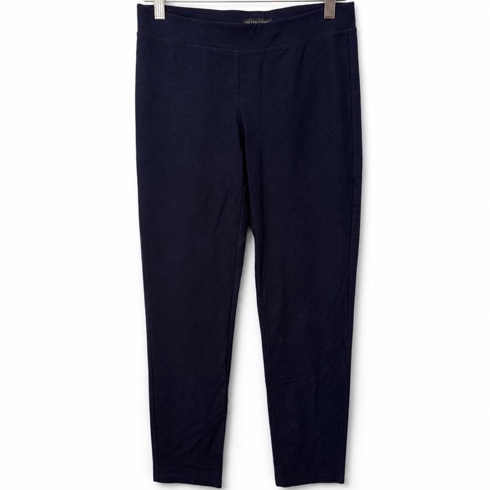 Eileen Fisher Navy Blue Stretch Crepe Leggings Slim Fit Pull On Pants XXS
